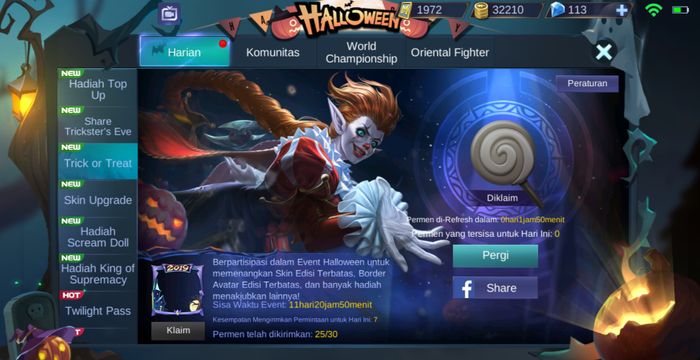 Laman event Trick or Treat Mobile Legends