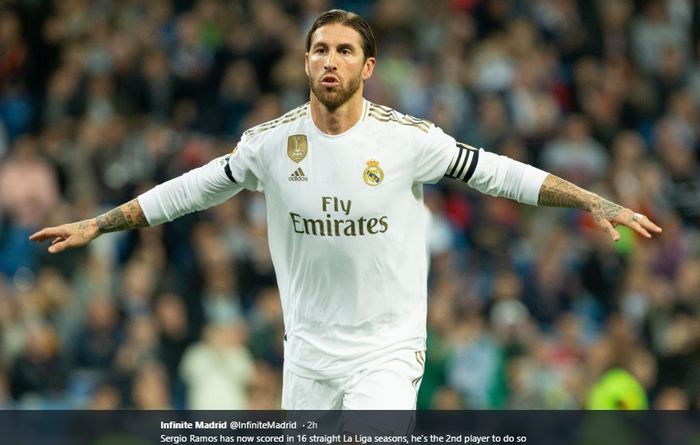 Bek sekaligus kapten Real Madrid, Sergio Ramos.