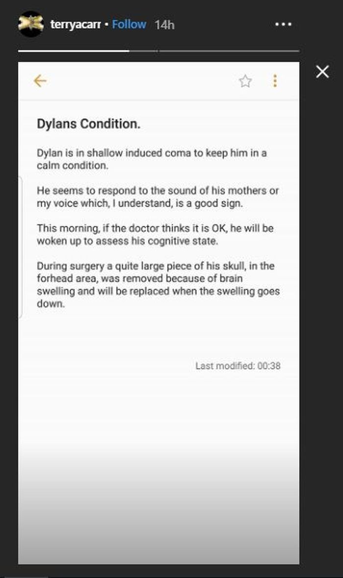 Unggahan Instagram ayah Dylan Carr