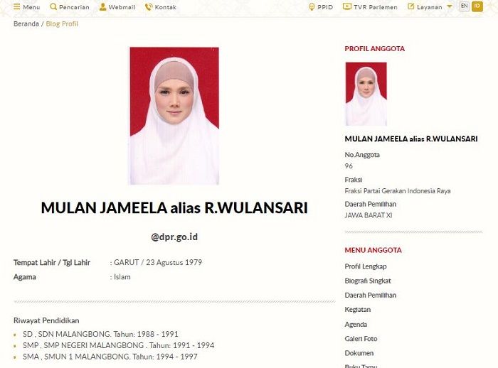 Riwayat pendidikan Mulan Jameela