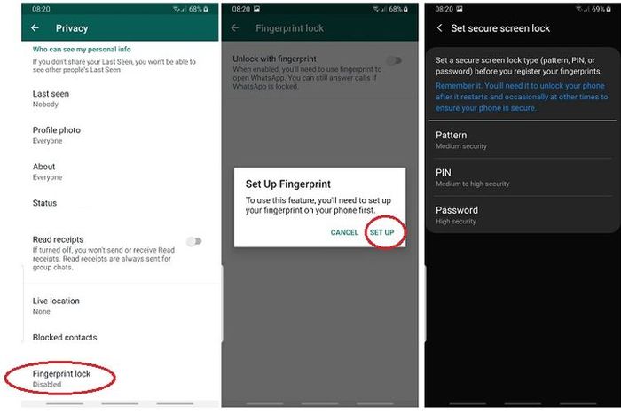 Langkah menggunakan Fitur keamanan fingerprint di WhatsApp
