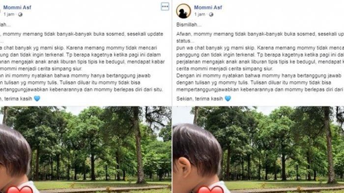 Akun Facebook Mommi Asf meminta maaf setelah menghapus kisah viralnya. 