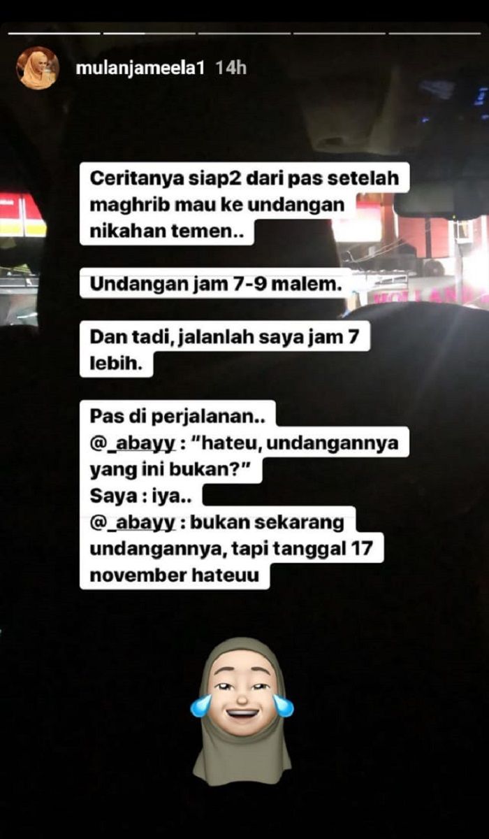 Insta story <a href='https://palembang.tribunnews.com/tag/mulan-jameela' title='Mulan Jameela'>Mulan Jameela</a>