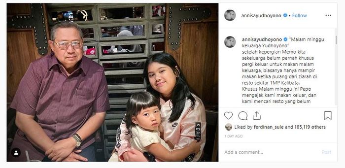 Unggahan Instagram Annisa Pohan