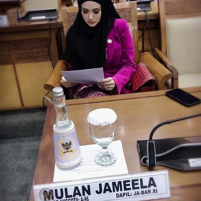 Mulan Jameela saat rapat paripurna