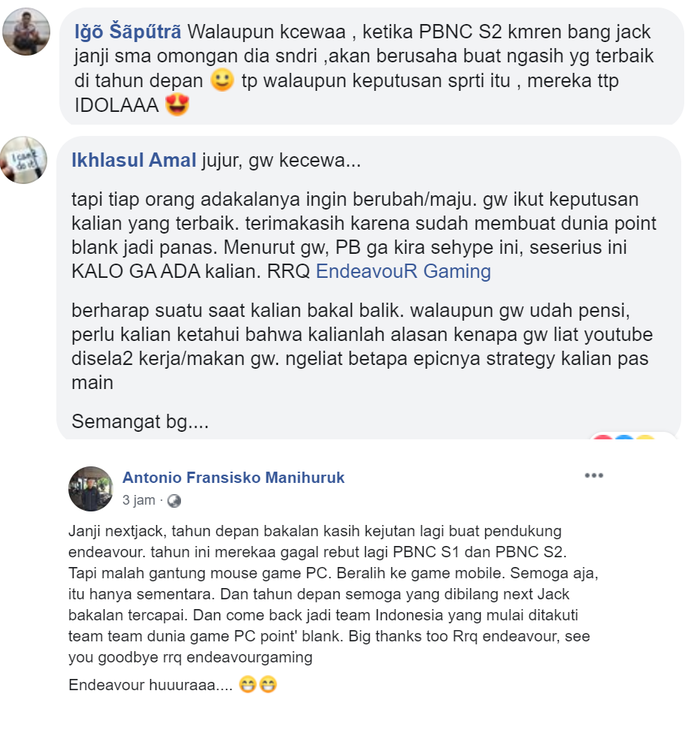 RRQ Endeavor's Fan Response