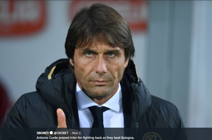 Ekspresi pelatih Inter Milan, Antonio Conte, sewaktu bertanding.