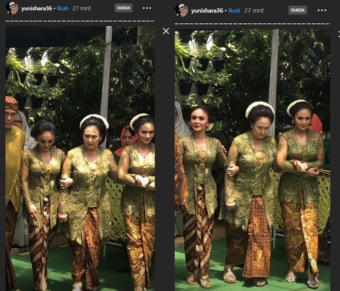 Keluarga Krisdayanti bersama Yuni Shara dan Ibunda pada proses siraman sang adik, Kartika Sary