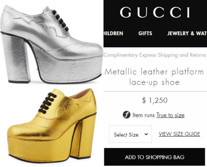 Gucci Metallic Leather Platform Lace-up Shoe