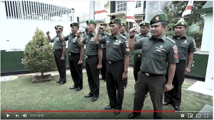 Kopral Mugiyanto saat ikuti apel pagi.