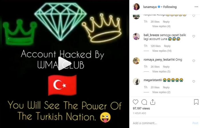 Unggahan video aneh dari peretas akun Luna Maya.