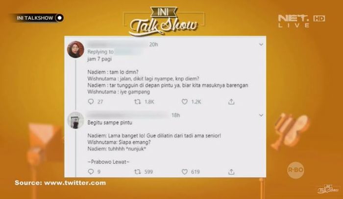 Meme isi chat Wishnutama dan Nadiem Makarim