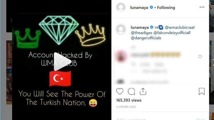 Hacker menulis kalimat peringatan di instagram Luna Maya