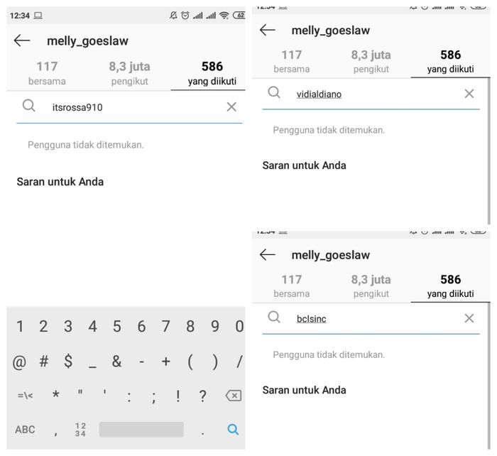 Melly tak memfollow akun Rosa, Vidi, dan BCL
 