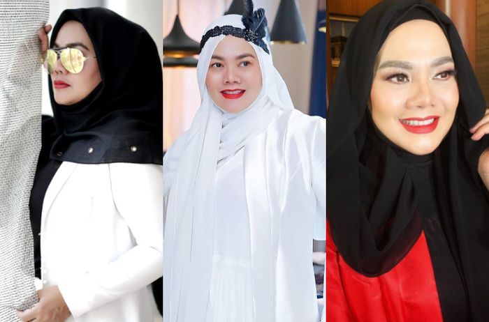 Sarita dengan tampilan makeup bold bibir merah merona