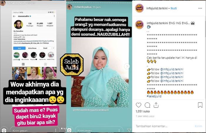 Tangkap layar Insta Story selebgram @richardoyulius