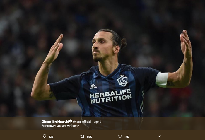 Pemain LA Galaxy, Zlatan Ibrahimovich.