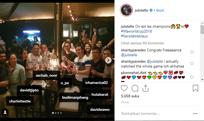 Potret kebersamaan Julie dan David