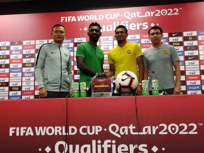 Jumpa pers jelang pertandingan timnas Malaysia vs timnas Indonesia di Stadion Bukit Jalil, Kuala Lumpur, Malaysia, Selasa (18/11/2019).