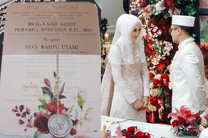 Penampilan anggun Desainer Dian Pelangi di hari pernikahannya dengan pengusaha Sandy Nasution