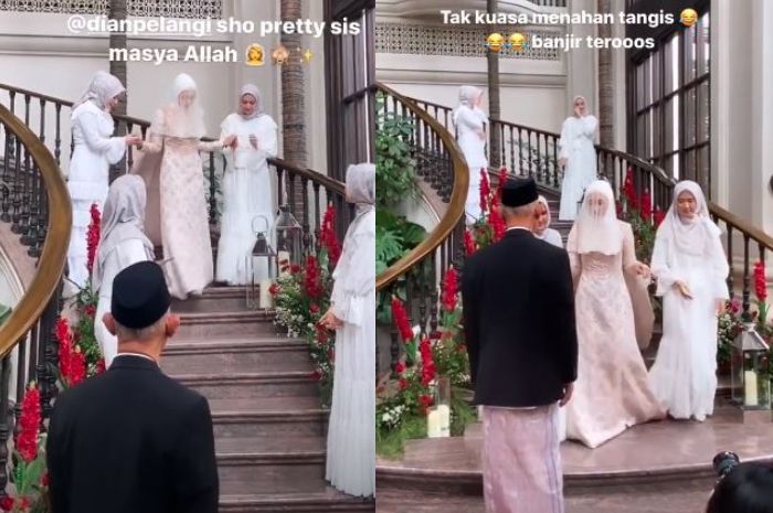 Penampilan anggun Desainer Dian Pelangi di hari pernikahannya dengan pengusaha Sandy Nasution