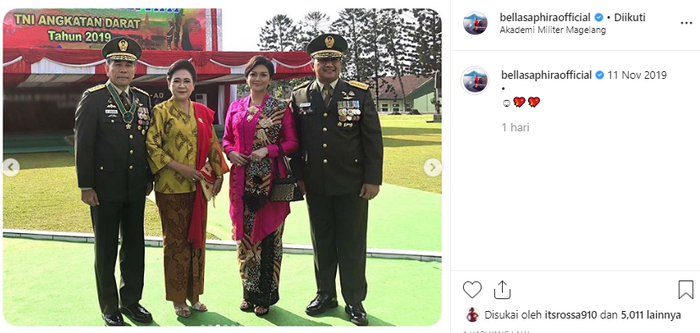 Bella Saphira dampingi suami hadiri acara militer usai pensiun