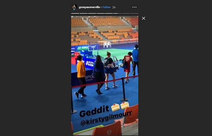 Unggahan Gronya Somerville sebelum bertanding di Korea Masters 2019.
