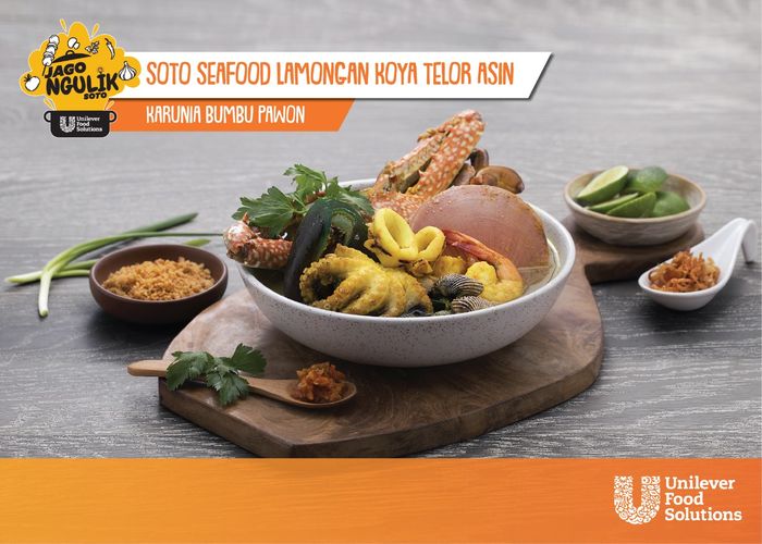 Karunia Bumbu Pawon Restaurant announced as the winner for soto creation for their signature recipe: Soto Seafood Lamongan Koya Telor Asin.