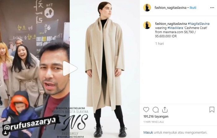 Mantel Nagita Slavina yang berharga hampir Rp 100 juta
