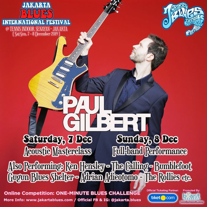 Paul Gilbert sambangi JBIF 2019.
Instagram/jakarta.blues