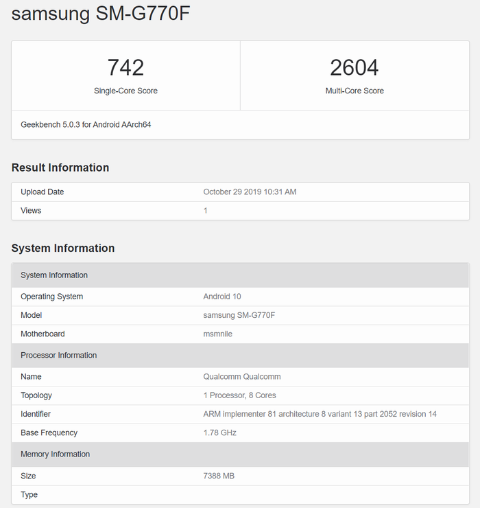 galaxy note 10 lite geekbench