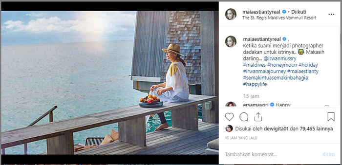Maia Estianty tengah berlibur ke Maldives bersama Irwan Mussry