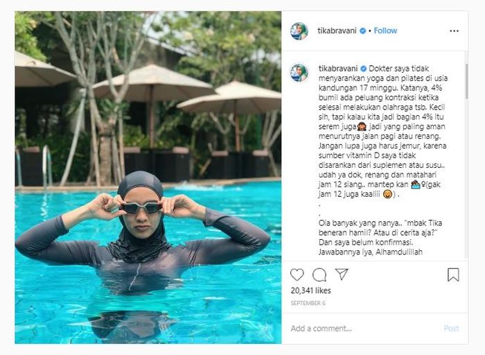 Curahan hati Tika Bravani saat kehamilannya memasuki minggu ke 17