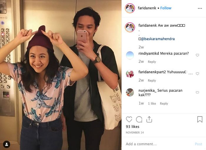 instagram.com/faridanenk/
Kedekatan Sherina Munaf dan Baskara Mahendra