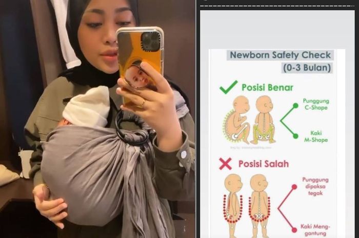 Rachel Vennya menggendong Chava putri menggunakan teknik TICKS.