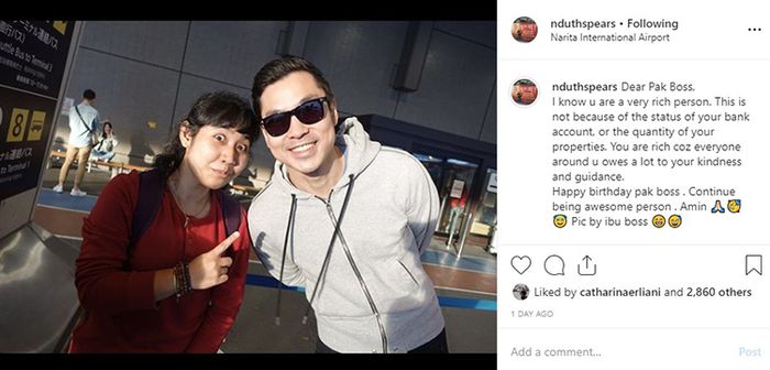 Ucapan Ratih untuk ulang tahun Harvey Moeis
