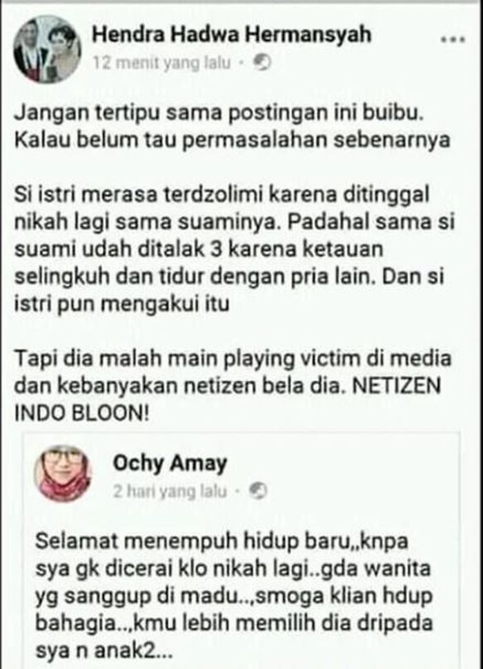 Postingan Hendra hadwa Hermansyah. 