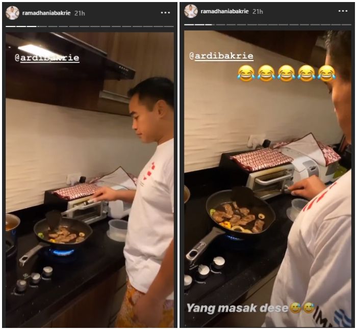Ardi Bakrie saat tengah memasak untuk Nia Ramadhani