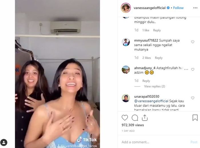 Komentar netizen di unggahan Vanessa Angel