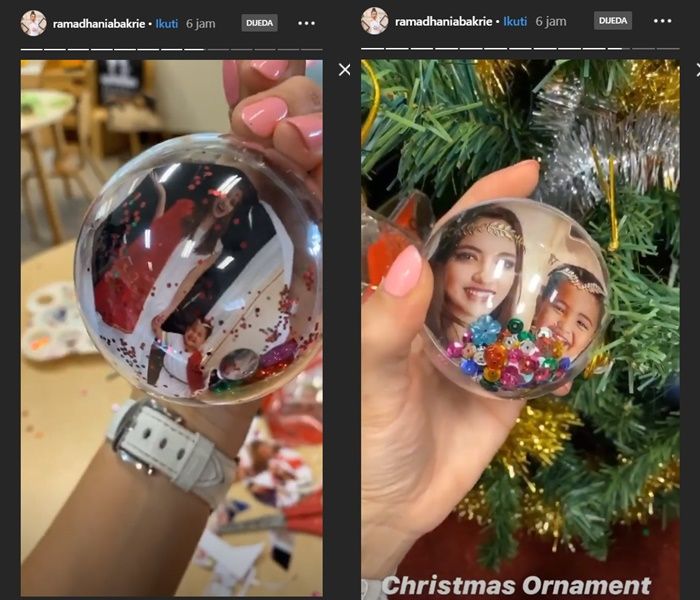 Potret cantiknya Nia Ramadhani yang dipajang menjadi hiasan pohon natal di sekolah anaknya