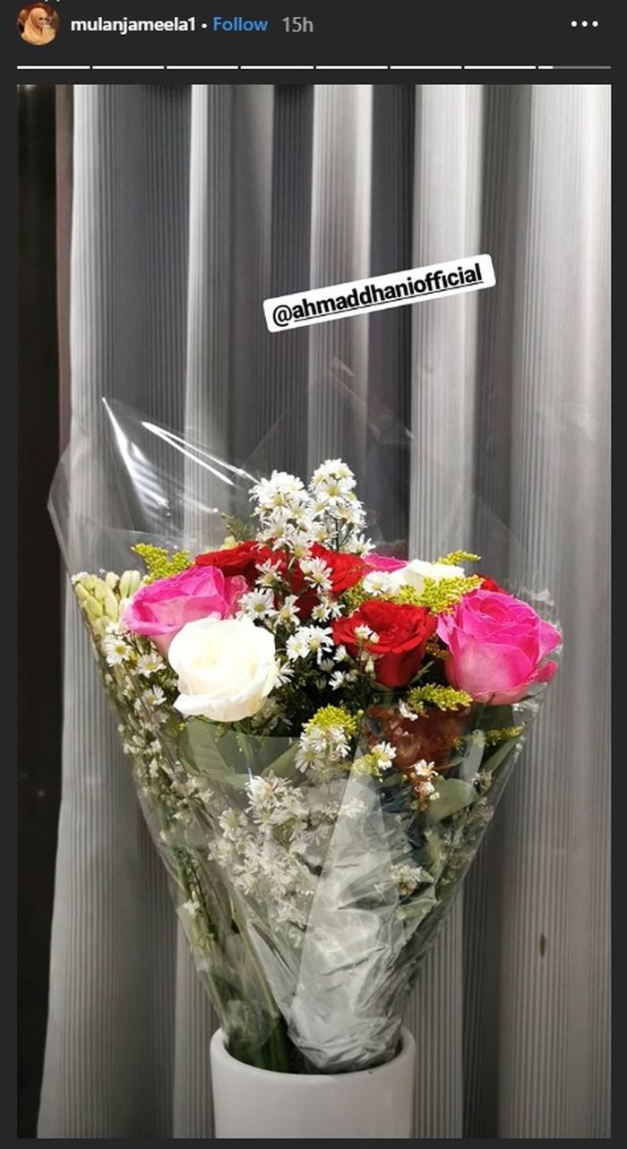 Seikat bunga dari Ahmad Dhani untuk putrinya Safeea Ahmad yang tengah terbaring di rumah sakit