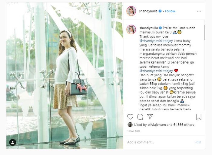 Unggahan Instagram Shandy Aulia