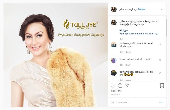 Diana Pungky dipercaya sebagai brand ambassador salah satu produk skin care
