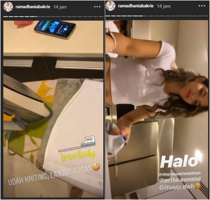 Nia Ramadhani saat sedang setrika baju