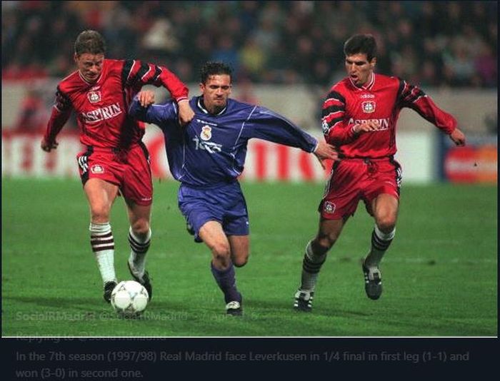 Bayer Leverkusen vs Real Madrid di Liga Champions 1997-1998.