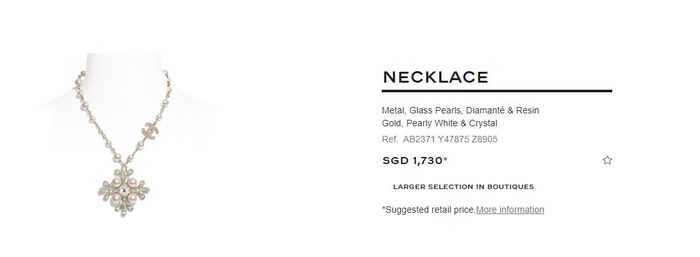 Harga Metal, Glass Pearls, Diamanté & Resin Gold, Pearly White & Crystal dari Chanel
