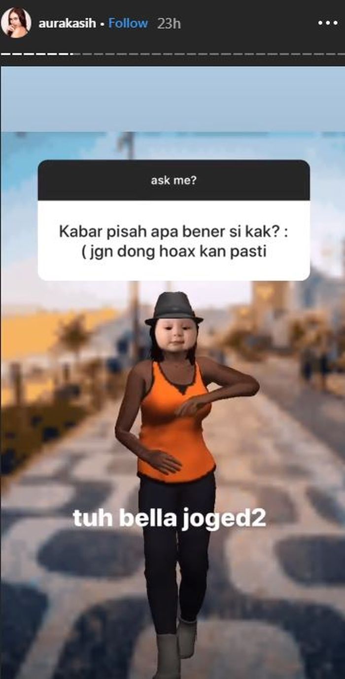 Hasil tangkapan layar Instagram Aura Kasih saat menanggapi isu soal gugatan cerai