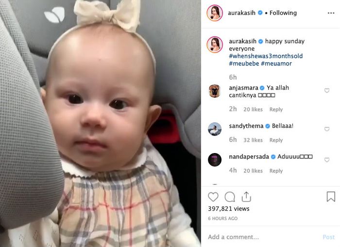 Aura Kasih memamerkan video buah hatinya di Instagram