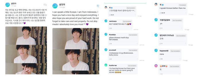 Seorang fans Indonesia berhasil mendapatkan perhatian V BTS.