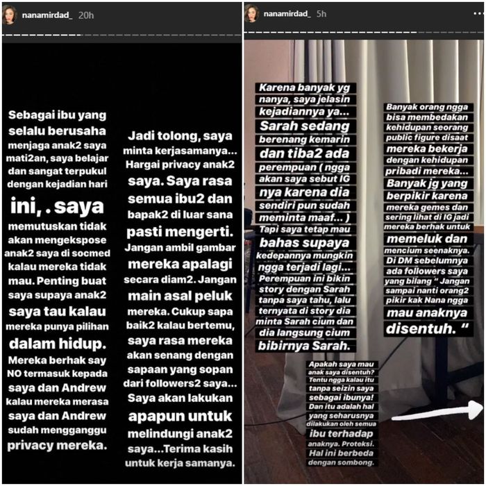 Unggahan kekesalan Nana Mirdad di Instagram